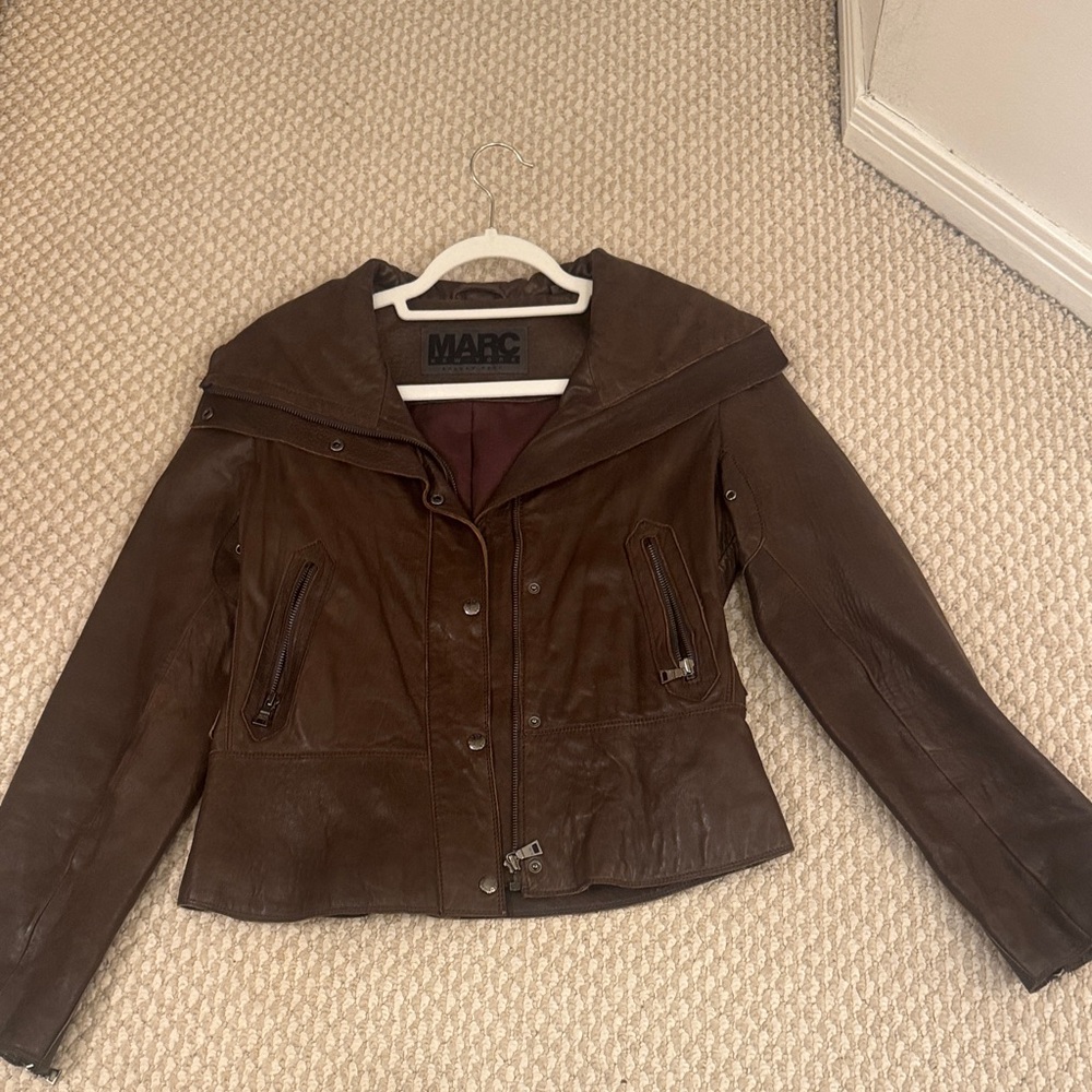 Andrew Marc Dark Brown Leather Jacket